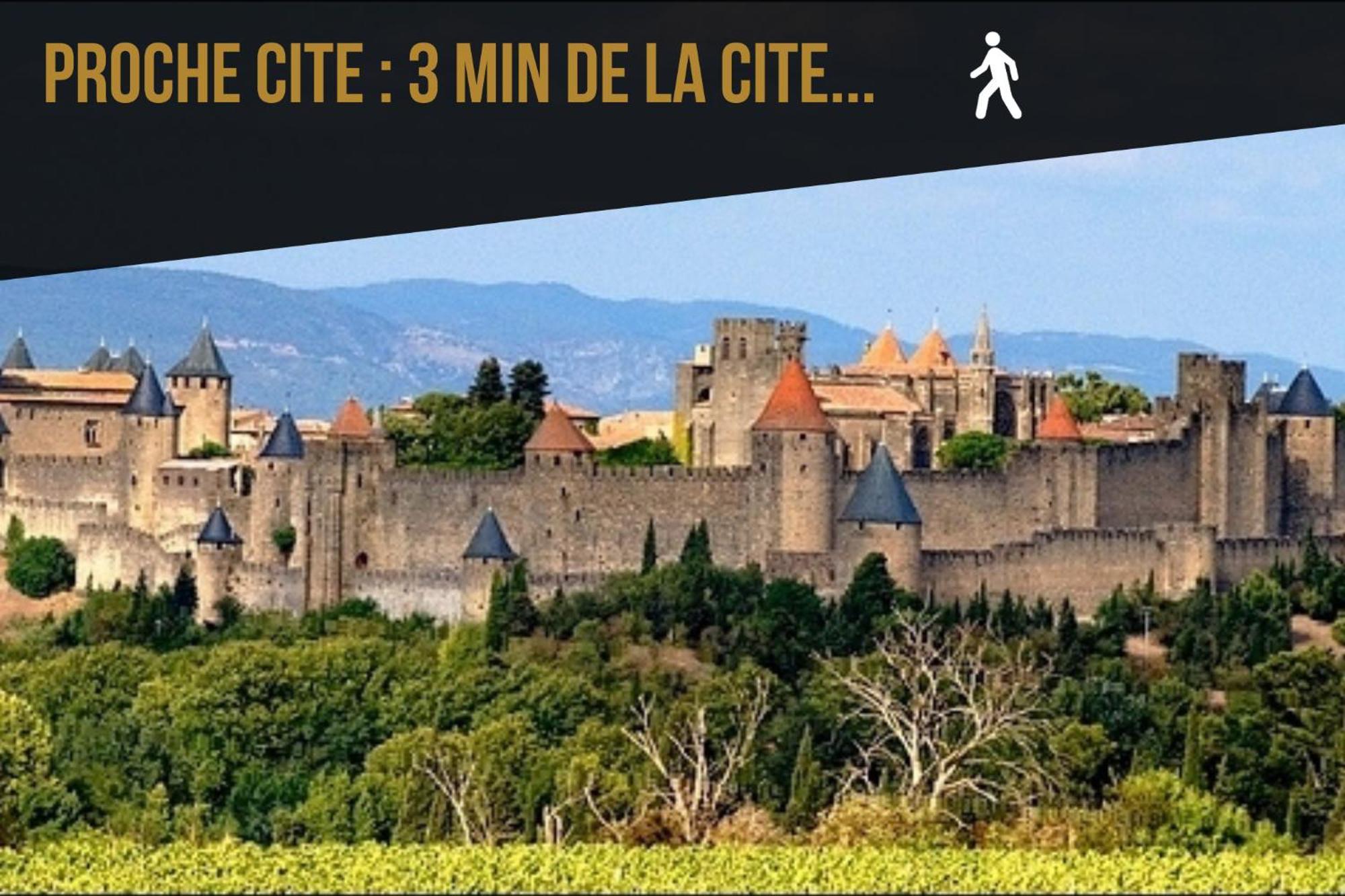 Les Gites De Laure - L'Or Vert, Appartement Avec Vue Sur Le Chateau, Parking Prive, Climatisation, Netflix, A 160 M De La Cite Medievale Carcassonne Exterior photo